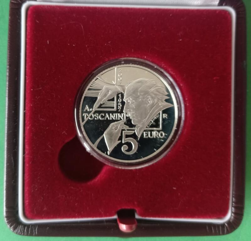 Moneta San Marino Anno 2007 Euro 5 Arturo Toscanini Proof
