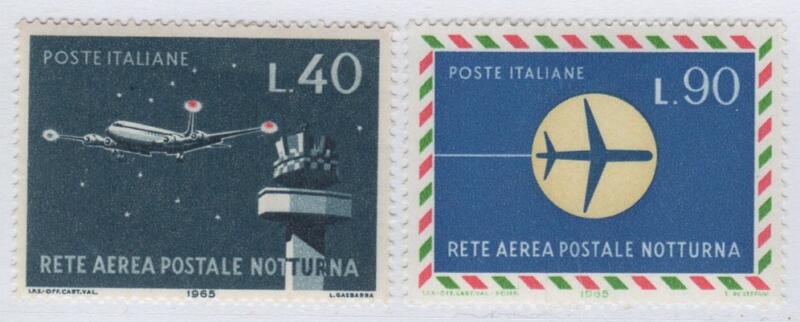 Francobolli Italia Repubblica Anno 1965 Inaugurazione della rete aerea postale notturna