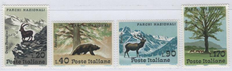 Francobolli Italia Repubblica Anno 1967 Parchi nazionali Gran Paradiso d'Abruzzo dello Stelvio e del Circeo