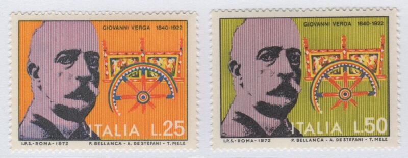 Francobolli Repubblica Italiana Anno 1972 Cinquantenario della morte di Giovanni Verga