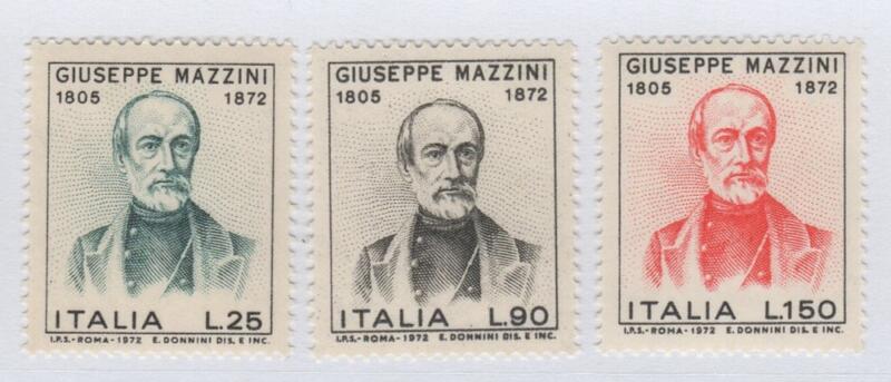 Francobolli Repubblica Italiana Anno 1972 Centenario della morte di Giuseppe Mazzini