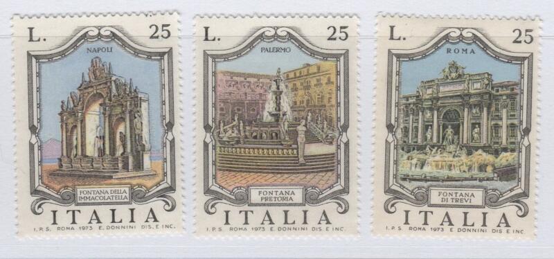 Francobolli Repubblica Italiana Anno 1973 Fontane d'Italia Prima serie