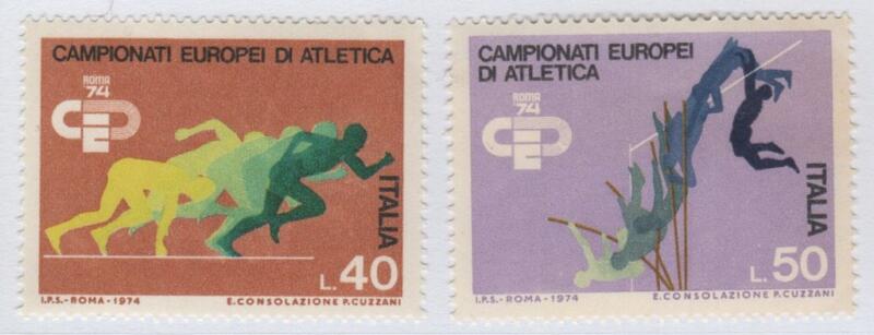 Francobolli Repubblica Italiana Anno 1974 Campionati europei di atletica leggera