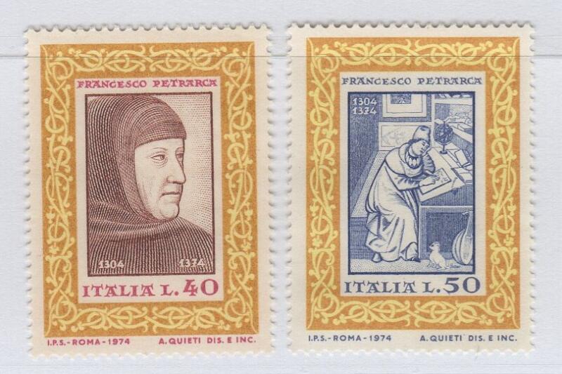 Francobolli Repubblica Italiana Anno 1974 Sesto centenario della morte di Francesco Petrarca