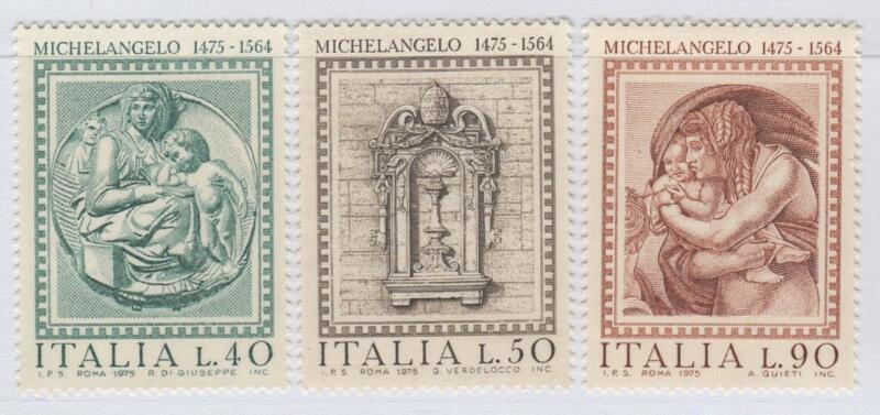 Francobolli Italia Repubblica Anno 1975 Quinto centenario della nascita di Michelangelo Buonarroti