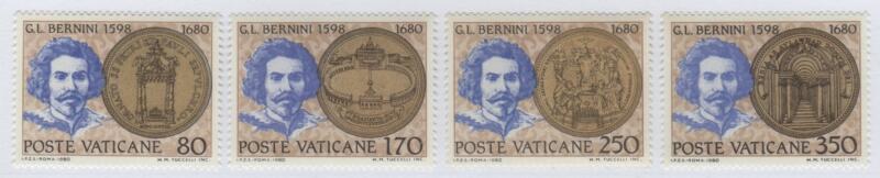 Francobolli Vaticano Anno 1980 Terzo centenario della morte di Gian Lorenzo Bernini