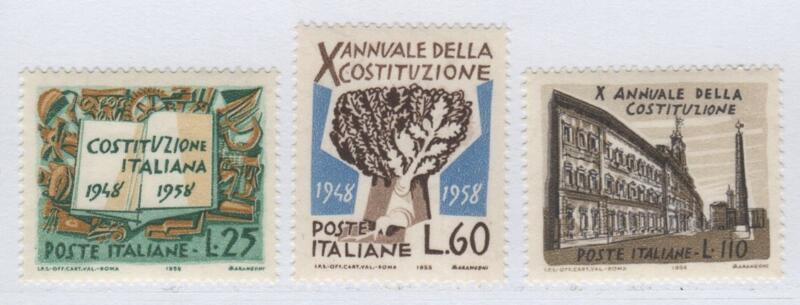 Francobolli Italia Repubblica Anno 1958 Decennale della Costituzione Italiana
