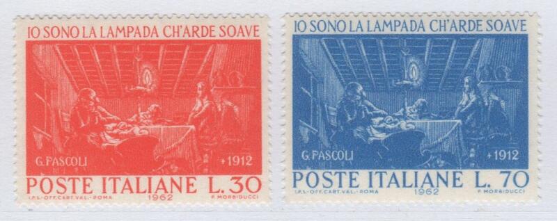 Francobolli Italia Repubblica Anno 1962 Cinquantenario della morte di Giovanni Pascoli