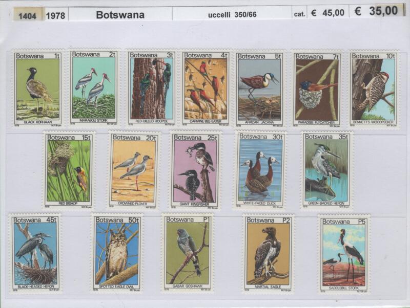 Francobolli Botswana Anno 1978 Uccelli