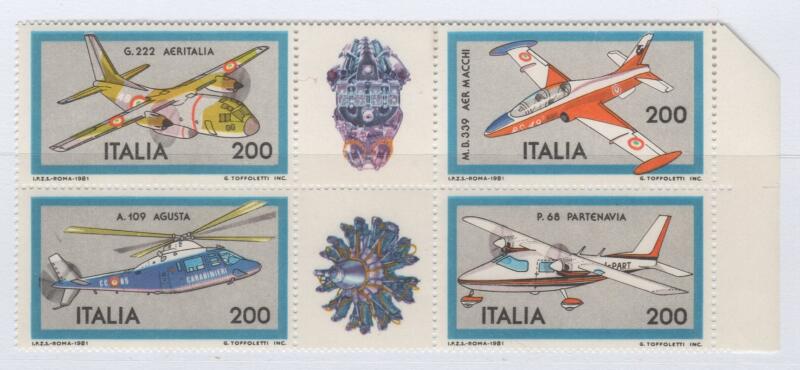 Francobolli Italia Repubblica Anno 1981 Costruzioni aeronautiche italiane Prima serie