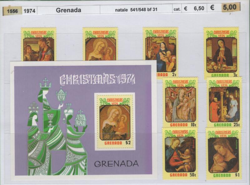 Francobolli e foglietto Grenada Anno 1974 Natale