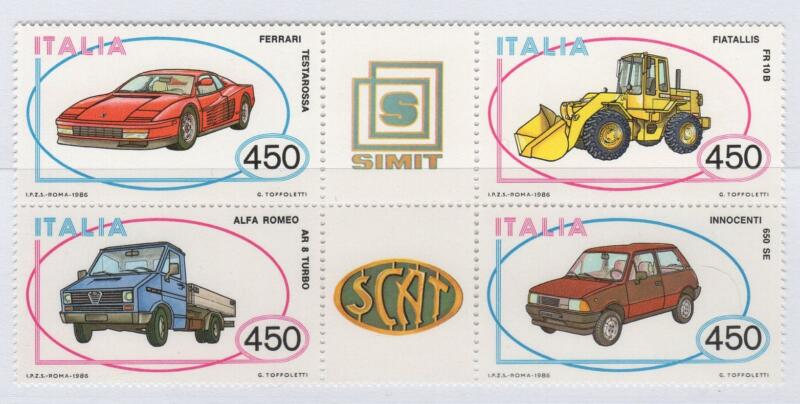 Francobolli Italia Repubblica Anno 1986 Costruzioni automobilistiche italiane Terza serie
