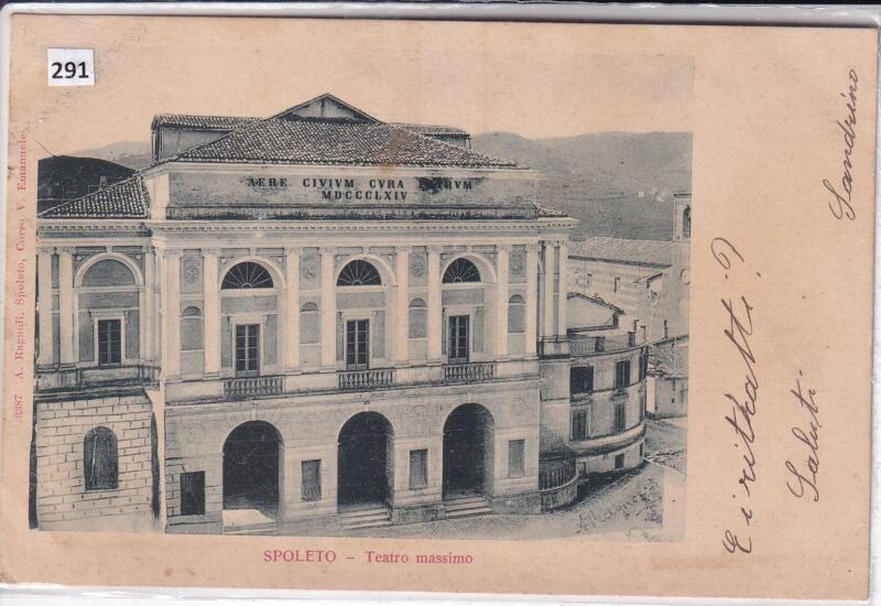 Cartolina illustrata Spoleto Teatro Massimo