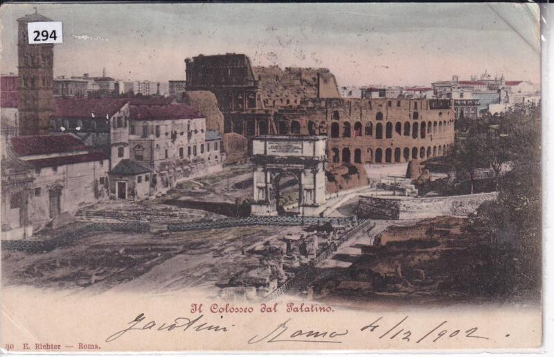Cartolina illustrata Roma Il Colosseo dal Palatino