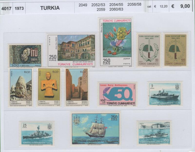 Francobolli Turchia  Anno 1973  Varie emissioni