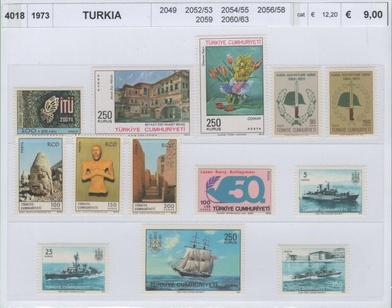 Francobolli Turchia   Anno 1973   Varie emissioni