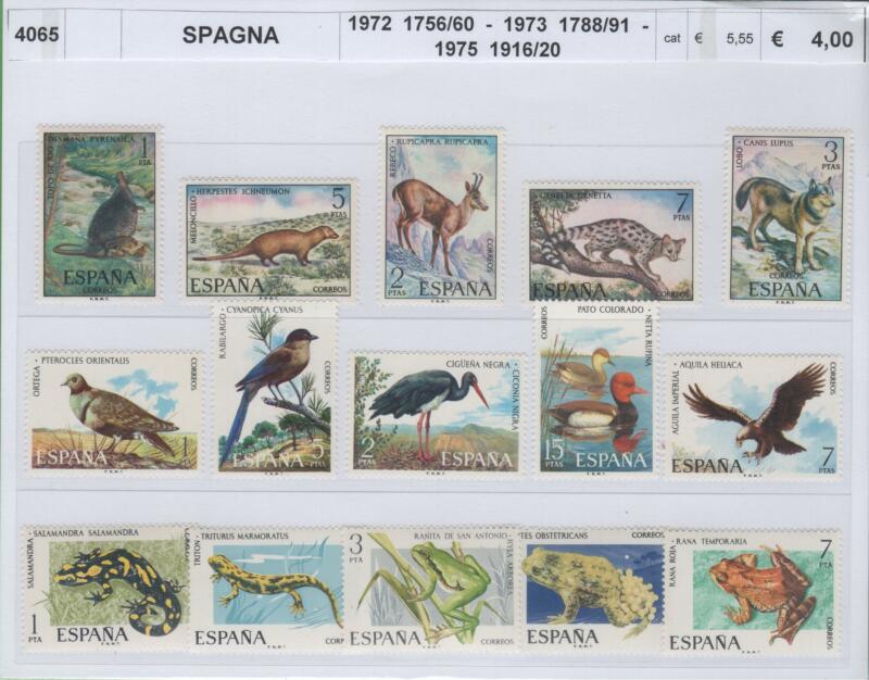 Francobolli Spagna Anni 1972-1973-1975 Varie emissioni Tematiche Flora Fauna