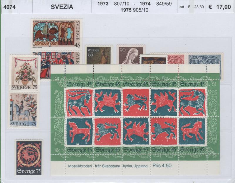 Francobolli Svezia Anni 1973-1974-1975 Varie emissioni