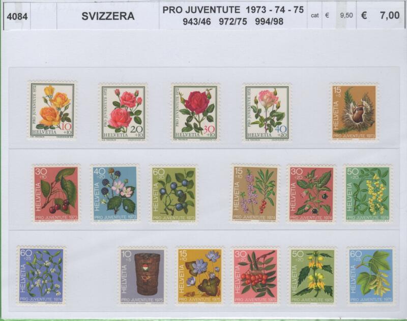 Francobolli Svizzera Anni 1973-1974-1975 Pro Juventute