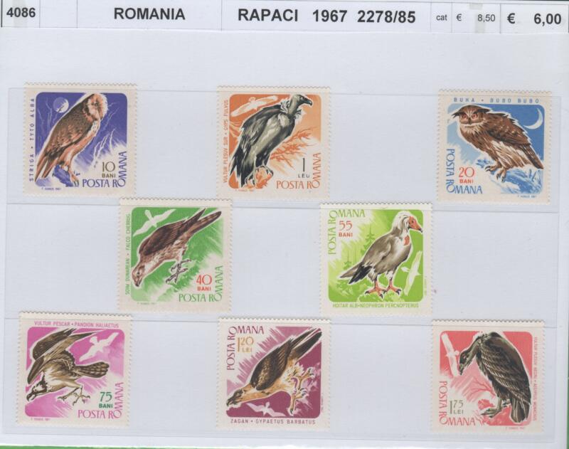 Francobolli Romania Anno 1967 Rapaci