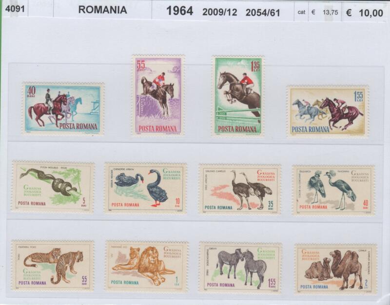 Francobolli Romania Anno 1964 Fauna Sport