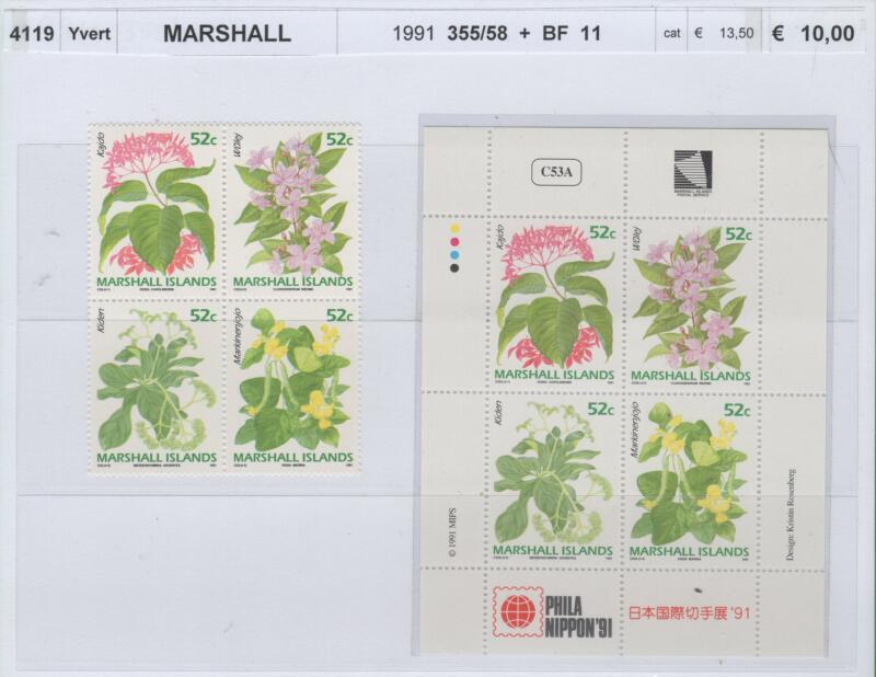 Francobolli e foglietto Isole Marshall Anno 1991 Phila Nippon 91