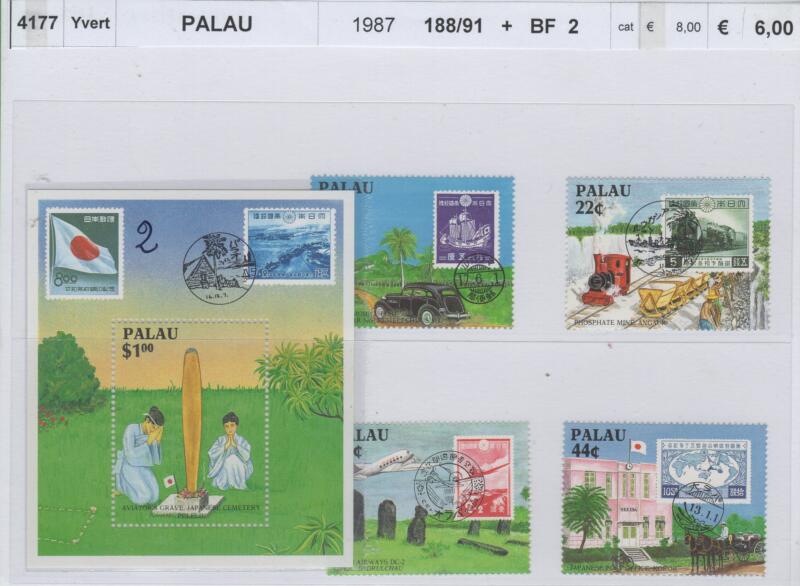 Francobolli e foglietto Palau Anno 1987 Varie emissioni