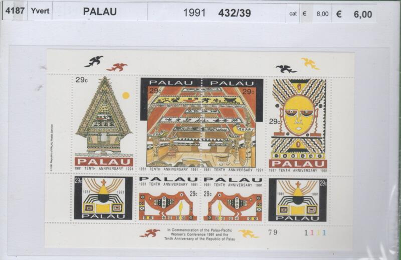 Foglietto Palau Anno 1991 Decimo anniversario della Repubblica di Palau