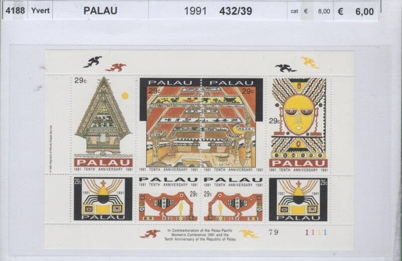Foglietto Palau Anno 1991 Decimo anniversario della Repubblica di Palau