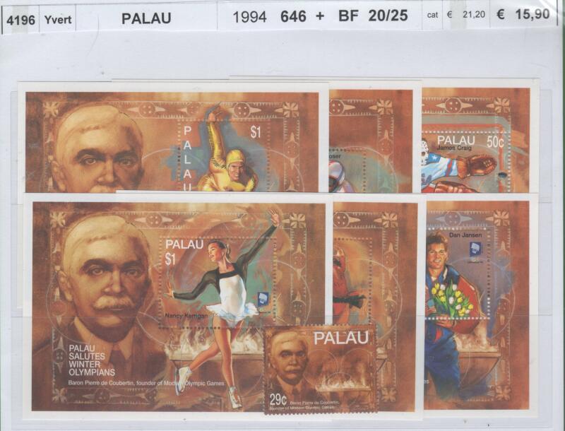 Francobollo e foglietti Palau Anno 1994 Giochi olimpici moderni
