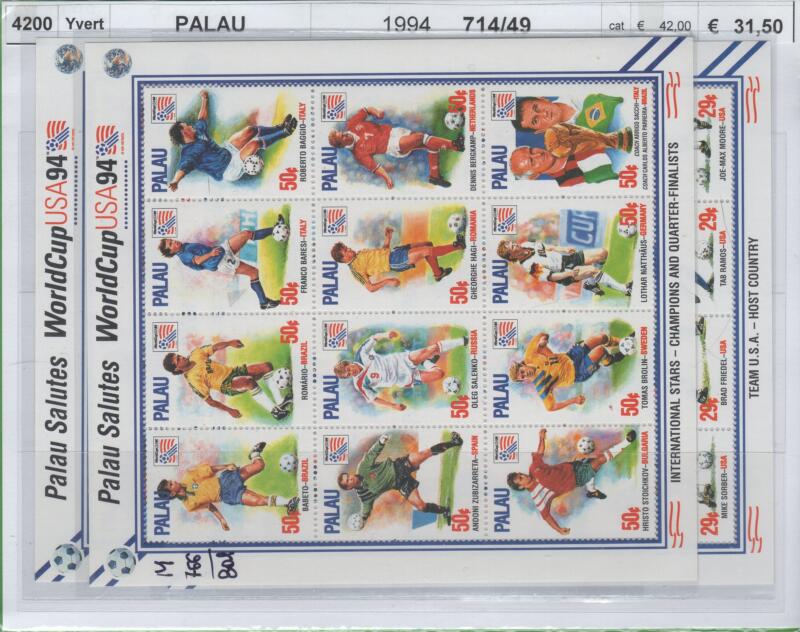 Minifogli Palau Anno 1994 Campionati mondiali di calcio USA 94