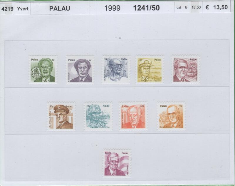 Francobolli Palau Anno 1999 Personaggi Illustri