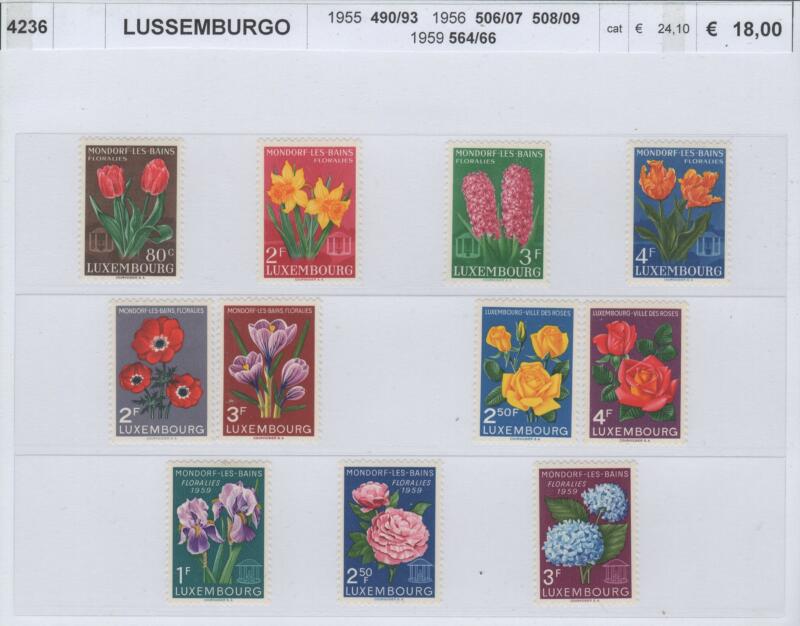 Francobolli Lussemburgo Anni 1955-1956-1959 Varie emissioni