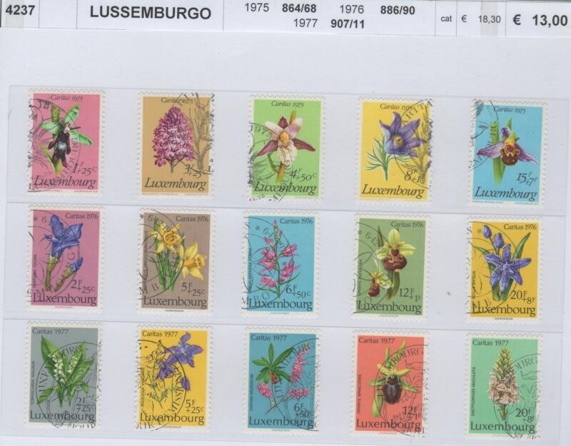 Francobolli Lussemburgo Anni 1975-1976-1977 Varie emissioni Timbrati