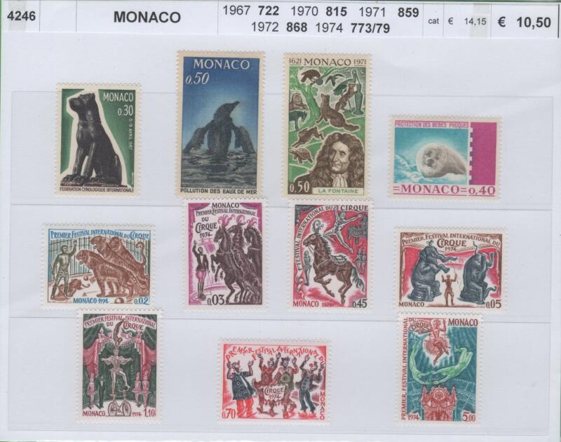 Francobolli Monaco Anni 1967-1970-1971-1972-1974 Varie emissioni