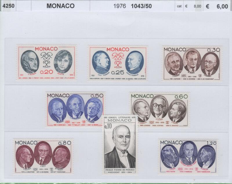 Francobolli Monaco Anno 1976 25esimo anniversario del Consiglio letterario di Monaco