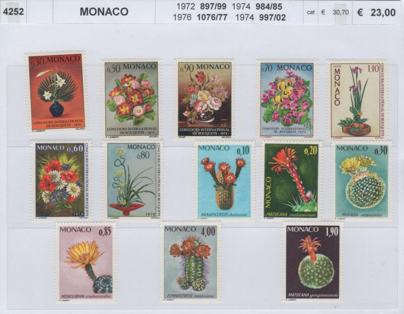 Francobolli Monaco Anni 1972-1974-1976 Varie emissioni