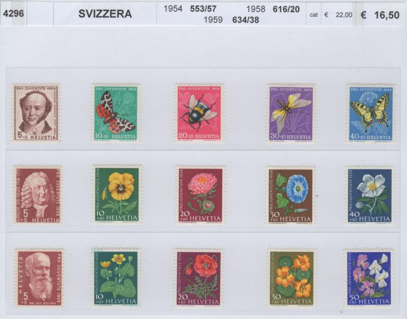 Francobolli Svizzera Anni 1954-1958-1959 Varie emissioni