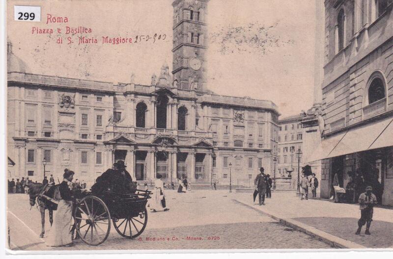 Cartolina illustrata Roma Piazza e Basilica di S. Maria Maggiore