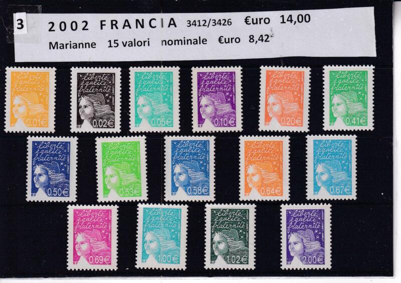 Francobolli Francia Anno 2002 Marianna del 14 luglio