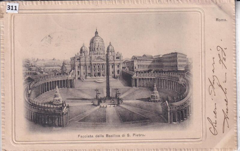 Cartolina illustrata Roma Facciata della Basilica di S. Pietro