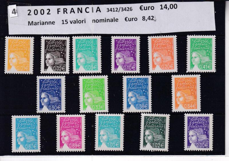 Francobolli Francia Anno 2002 Marianna del 14 luglio