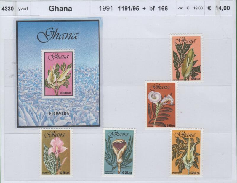 Francobolli e foglietto Ghana Anno 1991 Fiori