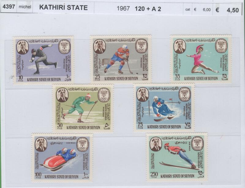 Francobolli Kathiri State of Seiyun Anno 1967 Giochi Olimpici invernali Grenoble 1968