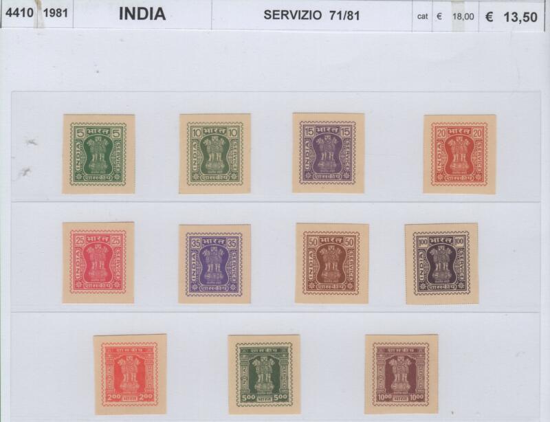 Francobolli India Anno 1981 Servizio