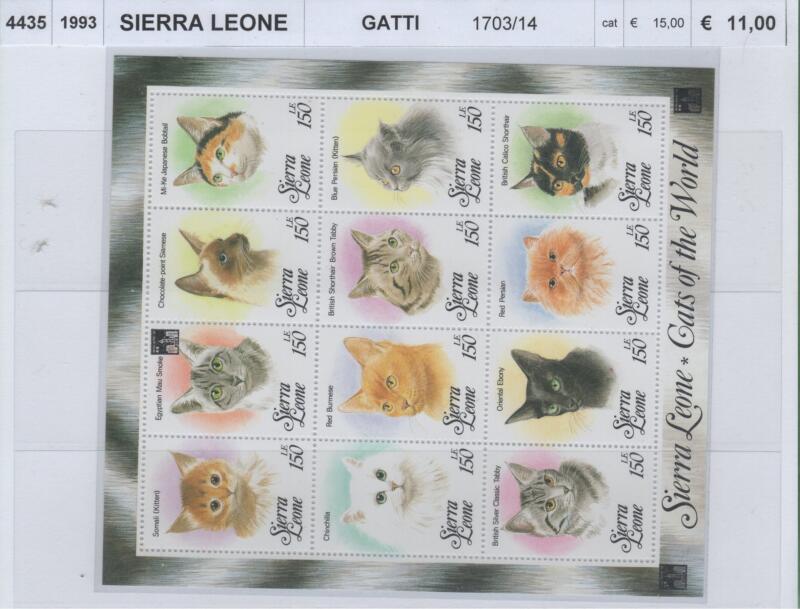 Minifoglio Sierra Leone Anno 1993 Gatti