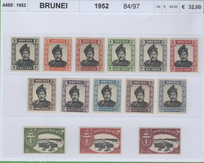 Francobolli Brunei Anno 1952 Serie ordinaria