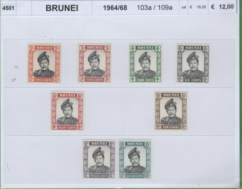 Francobolli Brunei Anni 1964-1968 Varie emissioni