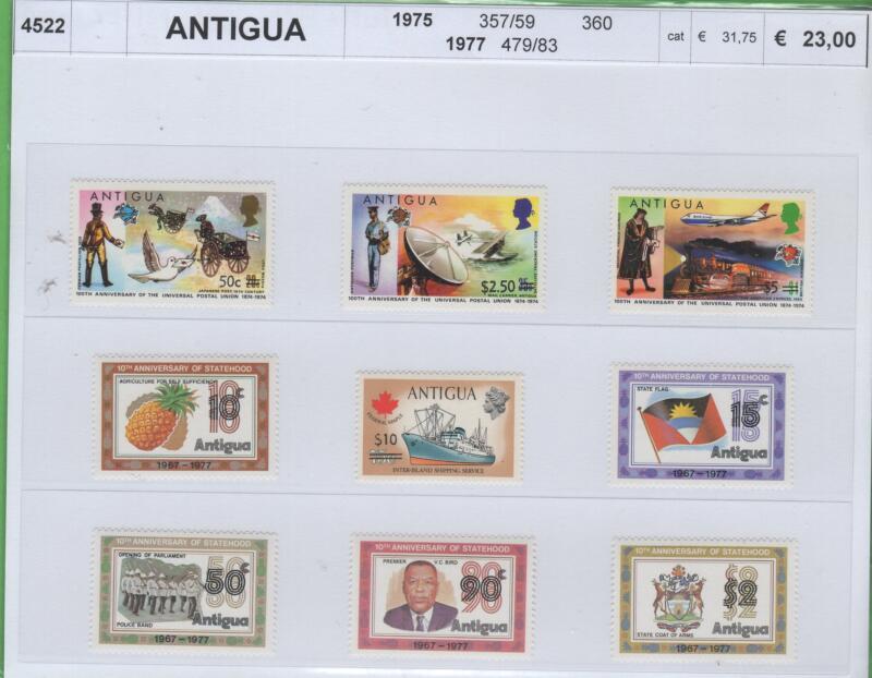 Francobolli e foglietto Antigua Anni 1975-1977 Varie emissioni