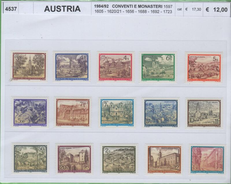 Francobolli Austria Anni 1984-1992 Serie conventi e monasteri Varie emissioni
